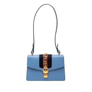 GUCCI Blue Leather Sylvie Shoulder Bag
